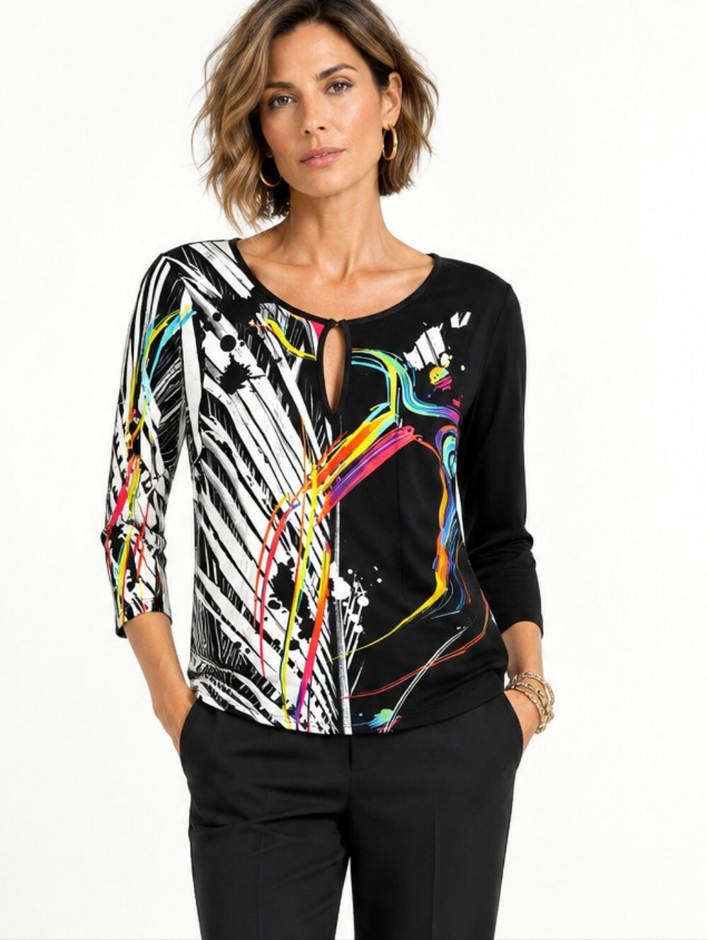 Sno Skins Multi-color Black Top Pullover